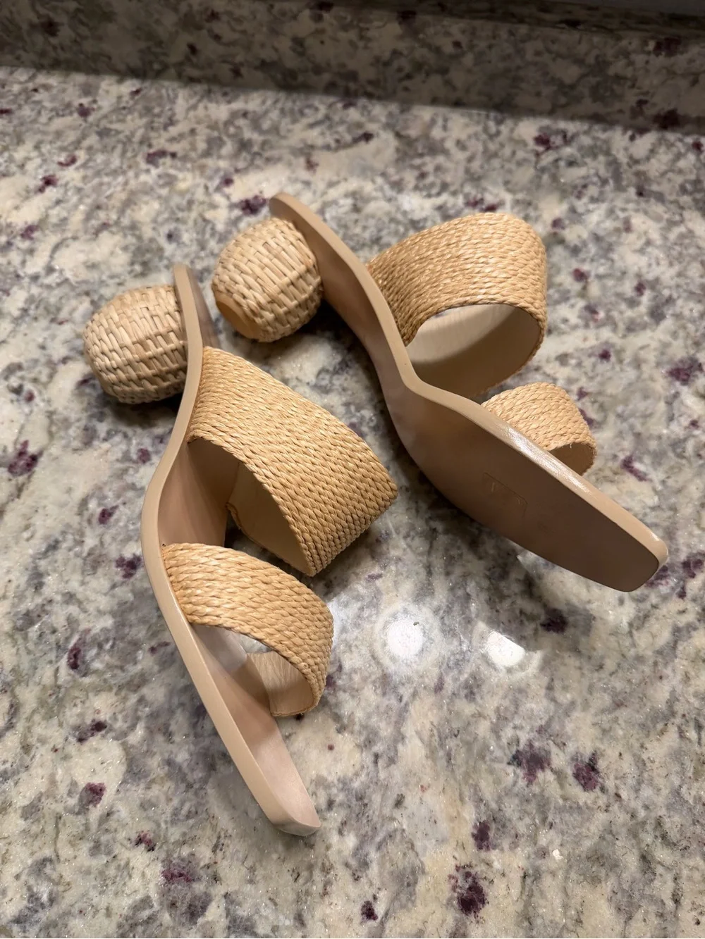 Cult Gaia Woven Two Band Slide Heels Sandals Vacation Resortwear